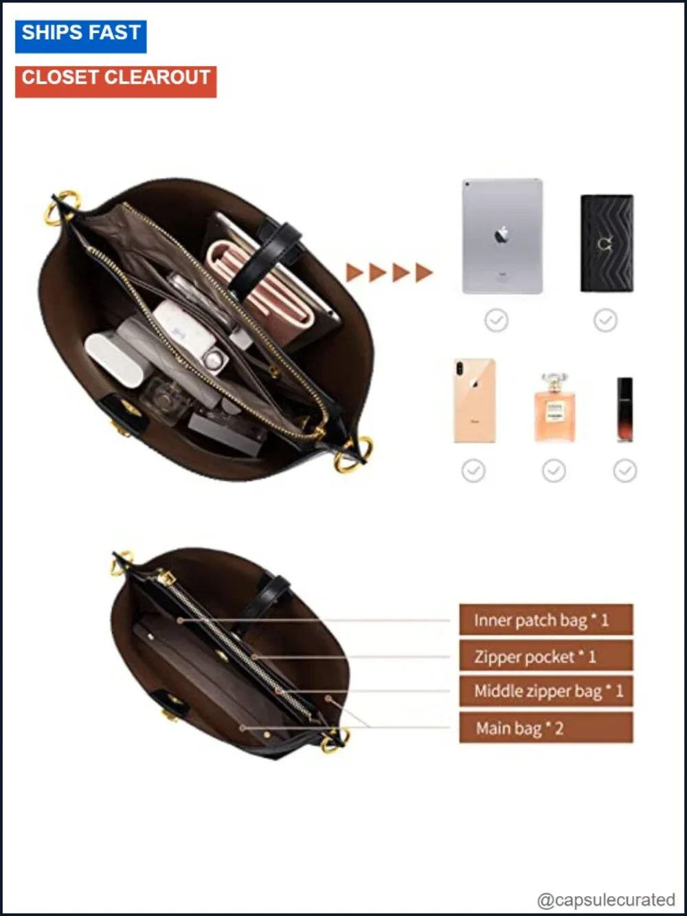 Genuine Leather Bucket Bag Tote Shoulder Purse